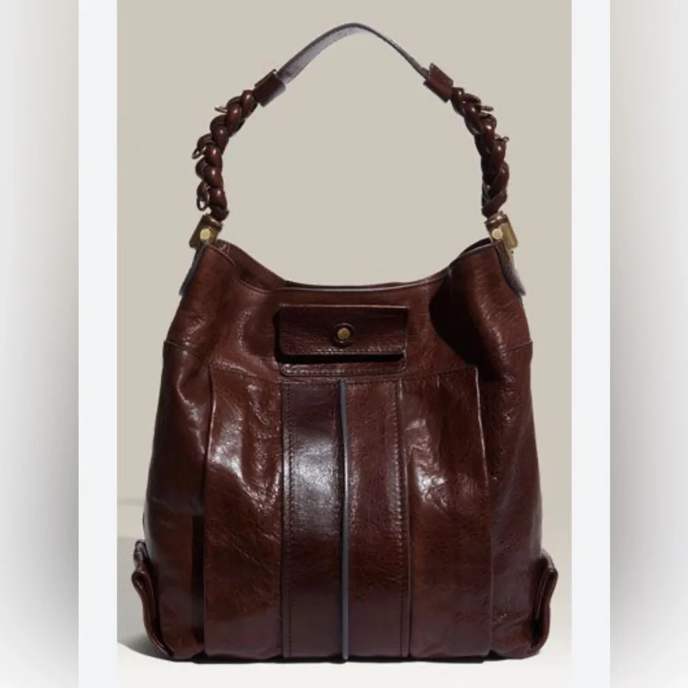 CHLOE Heloise Hobo Cognac Brown Leather Tote Bag - Chloe Shoulder Bag Lambskin - Picture 1 of 16